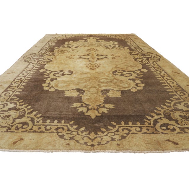 Contemporary Vintage Turkish Oushak Rug, 06’11 X 11’00 For Sale - Image 3 of 10