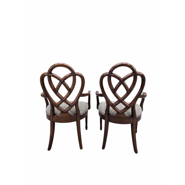 Wood Vintage Ethan Allen Mahogany Dining Armchairs With Interlocking Heart Back Design – 4 For Sale - Image 7 of 12