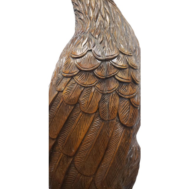 Monumental Hand-Carved Tropical Hardwood Phoenix Sculpture, 80″ High For Sale - Image 10 of 14