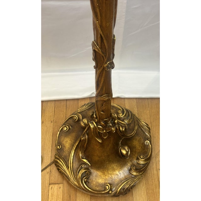 Art Deco Art Nouveau Gilded Gesso Flowers and Vines Floor Lamp, Circa 1920s For Sale In Seattle - Image 6 of 10