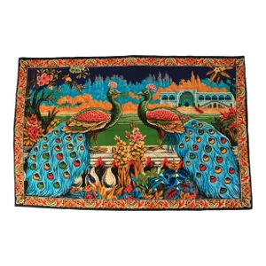 Vintage Turkish Peacock Pattern Tapestry