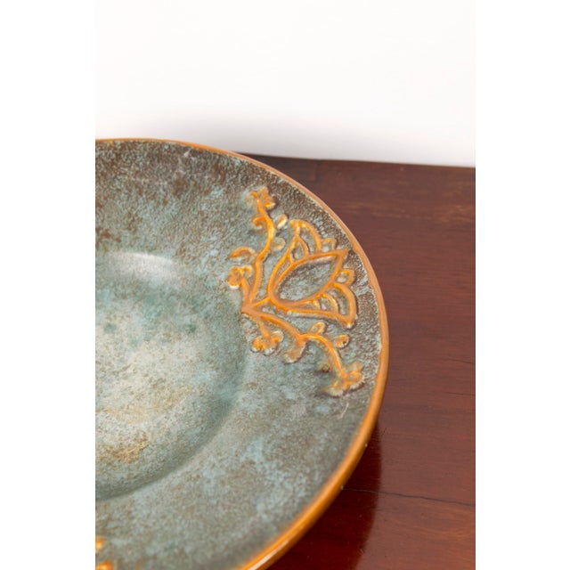 Michael Andersen & Son Art Deco Plate in Blue and Orange Ceramic by Michael Andersen, Denmark, 1940s For Sale - Image 4 of 14