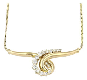 Mid 20th Century Jose Hess Diamond 18k Yellow Gold Wide Curved Scroll Necklace