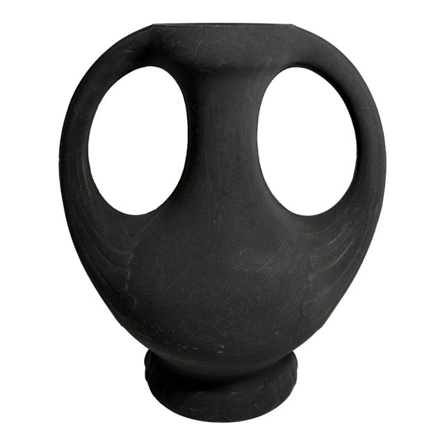 Antique Lavanite Stone Sculpted Matte Vase For Sale