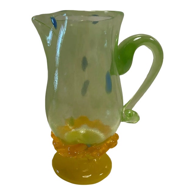 1990s Art Glass Pitcher by Arien For Sale