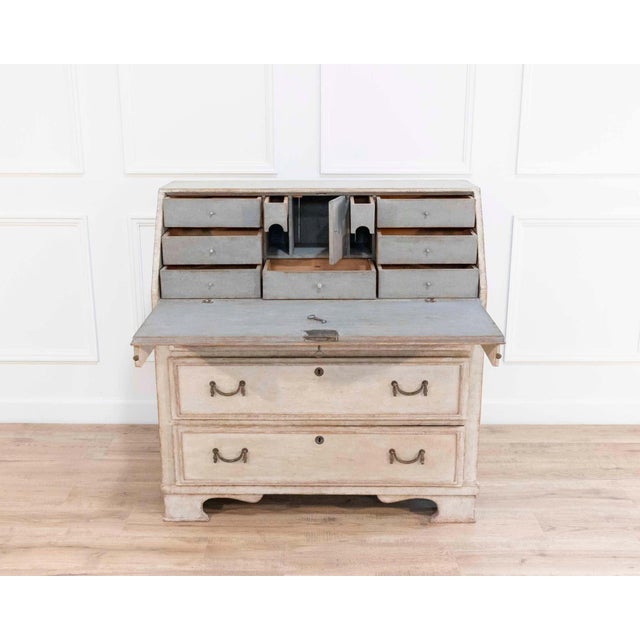 Off-white Mid-19th Century Swedish Painted Secretary in Pine, circa 1840–1850 For Sale - Image 8 of 12
