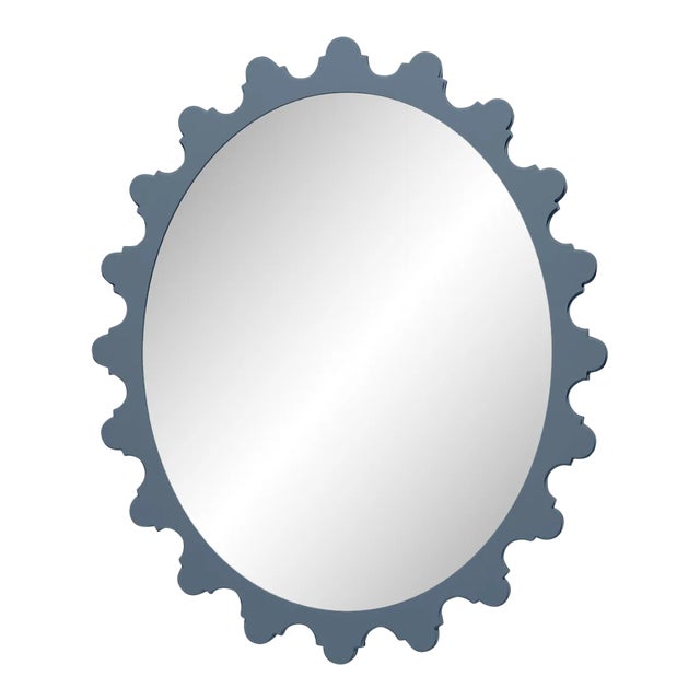 Fleur Home Garden District Magazine Oval Mirror in Bachelor Blue, 42x48 For Sale