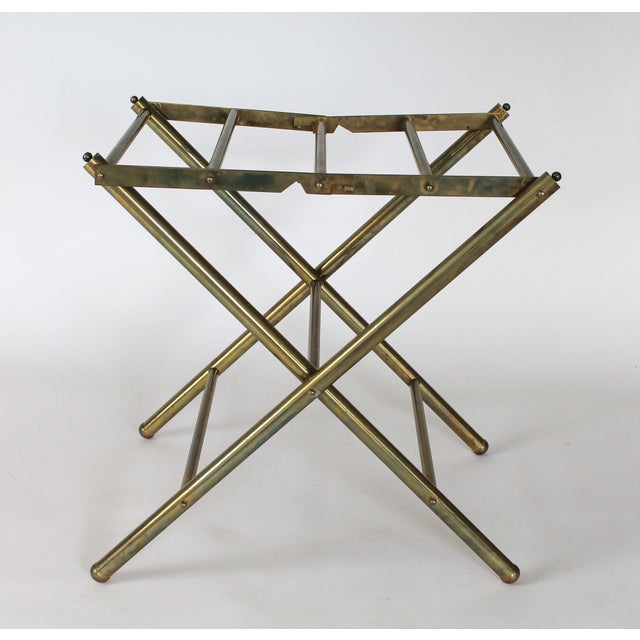 Hollywood Regency Vintage Brass Folding Luggage Rack For Sale - Image 3 of 9