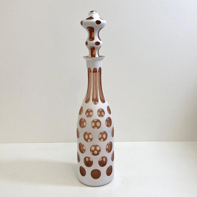 1950s Czech Bottle Peach Glass With White Overlay For Sale In San Francisco - Image 6 of 6
