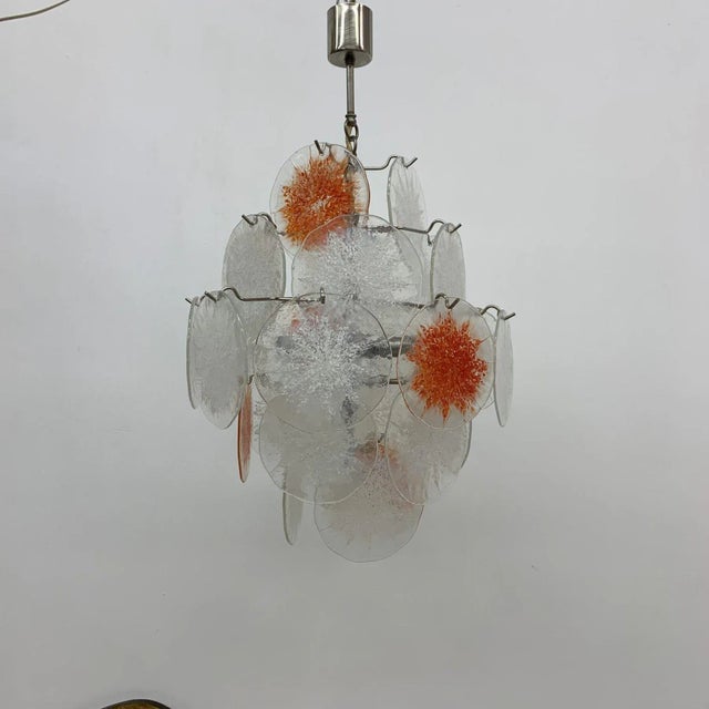 Mid-Century Glass Disc Chandelier from Vistosi, 1970s For Sale - Image 4 of 11