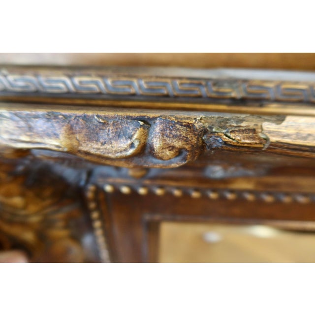 Gold Substantial Vintage Gilt Frame Mirror — Carved Wood With Composition Ornament Detailing For Sale - Image 8 of 8