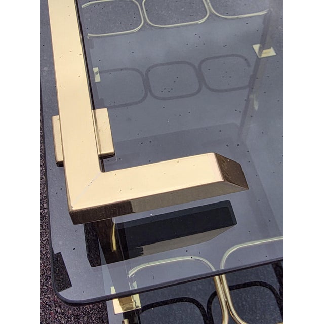 Forest Green Brass and Green Crystal Bar Cart from Fontana Arte, Italy, 1970s For Sale - Image 8 of 10