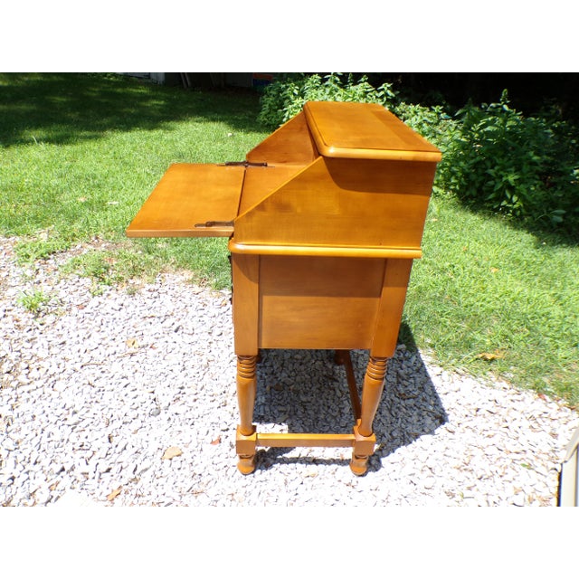 Vintage Solid Maple Slant Top Writing Desk Drop Front Secretary Desk For Sale - Image 16 of 18