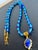 Royal Blue Artisan Handcrafted Lapis Lazuli Pendant Necklace in Blue Chalcedony and Golden Hematite For Sale - Image 8 of 15