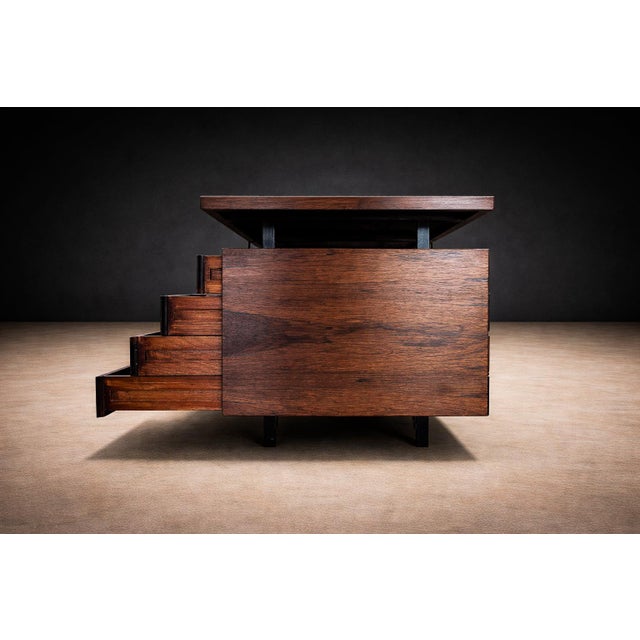Mid Century Modern Desk With Eight Drawers in Rosewood, Ava, 1960s For Sale - Image 4 of 15