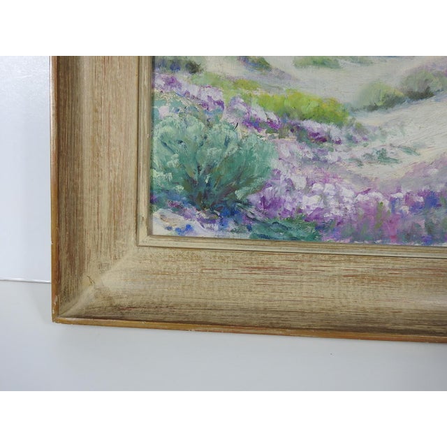Wood Mid 20th Century Flowering Desert Landscape Painting For Sale - Image 7 of 8