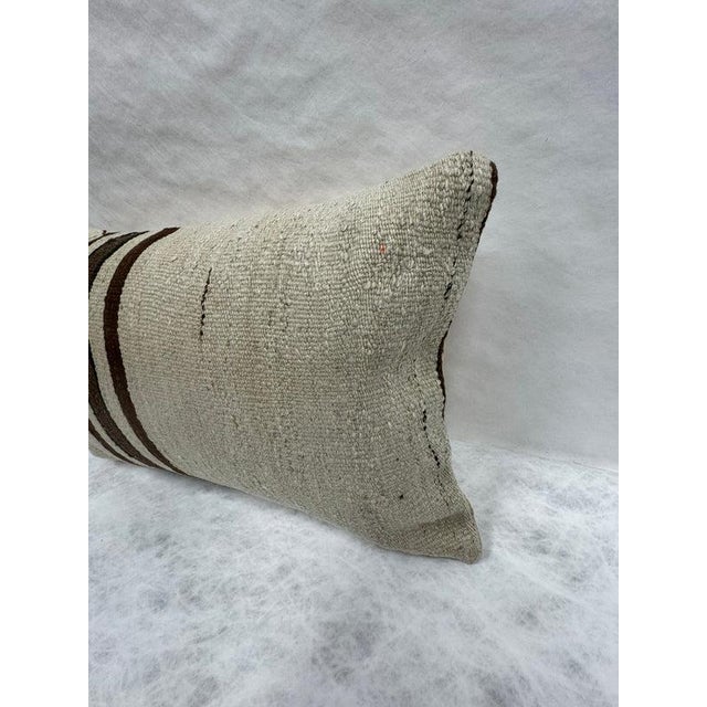 Contemporary Turkish Hemp Pillow Cushion Natural Beige Brown Pillow Cushion Cover 16" x 24" For Sale - Image 3 of 4