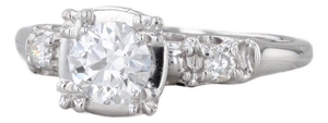 Vintage Round 0.64ctw Diamond Engagement Ring 900 Platinum Size 7.25