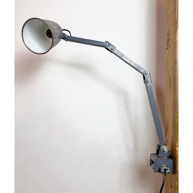 Gray Industrial Grey Adjustable Wall Lamp from Memlite, 1960s For Sale - Image 8 of 18