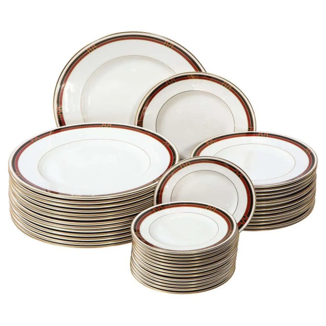 Modernist Royal Worcester "Mondrian" Pattern Service for 14 China Plates - 42 Pieces For Sale - Image 13 of 13