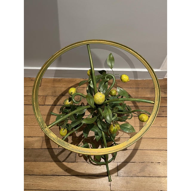 Gold Florentine Painted Tole Lemon Tree Side Table, Italy, 1970s For Sale - Image 8 of 17