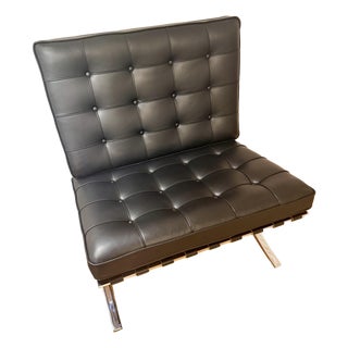 Knoll Barcelona Chair - Acqua Leather - 2025 - Black - As-New For Sale