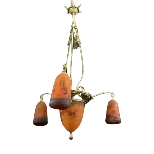 Art Deco Chandelier attributed to Muller Frères, 1920s For Sale