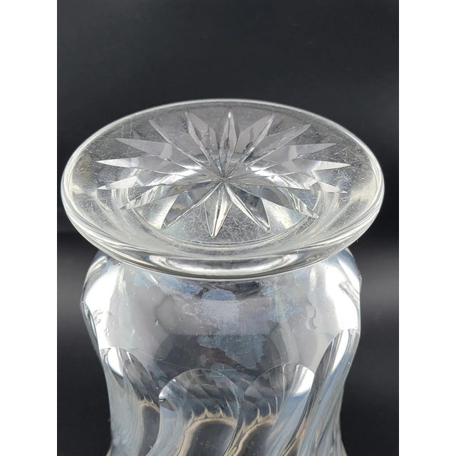 Antique Tall 8 inch 19th C. Cut crystal vase with 835 European silver collar rim For Sale - Image 9 of 12