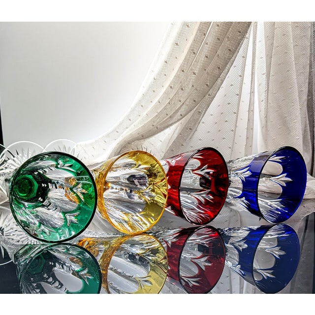 Glass Late 20th Century Faberge Crystal Palais Royal Cordial Glasses, Set of 4 With Box For Sale - Image 7 of 13