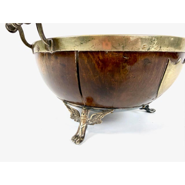Traditional Victorian Silver Plate and Oak Trophy Bowl on Mercury Feet, 1870s For Sale - Image 3 of 14