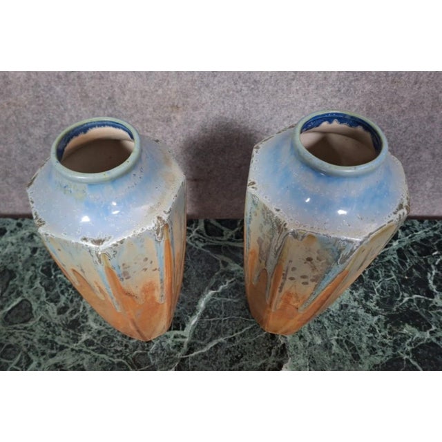 Art Deco Vases in Glazed Ceramic, Set of 2 For Sale - Image 6 of 9