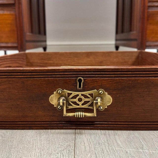 Early 20th Century English Walnut Writing Desk with Red Leather Top For Sale - Image 11 of 12