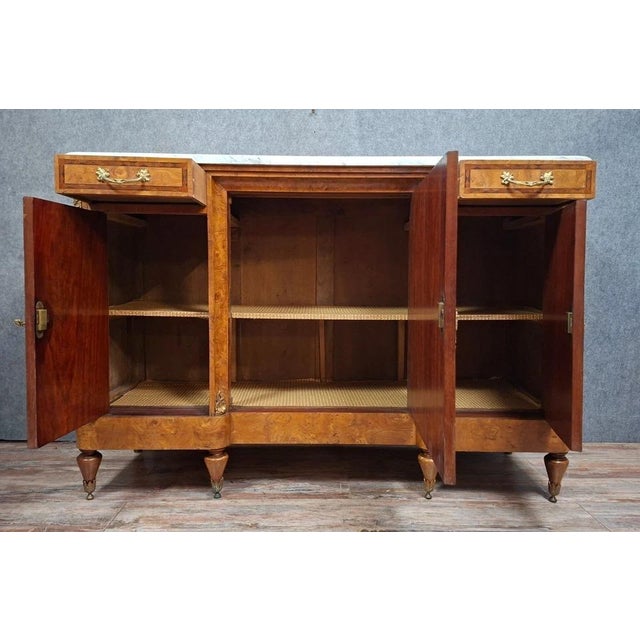 19th Century Enfilade Buffet in Burl and Marble For Sale - Image 5 of 9