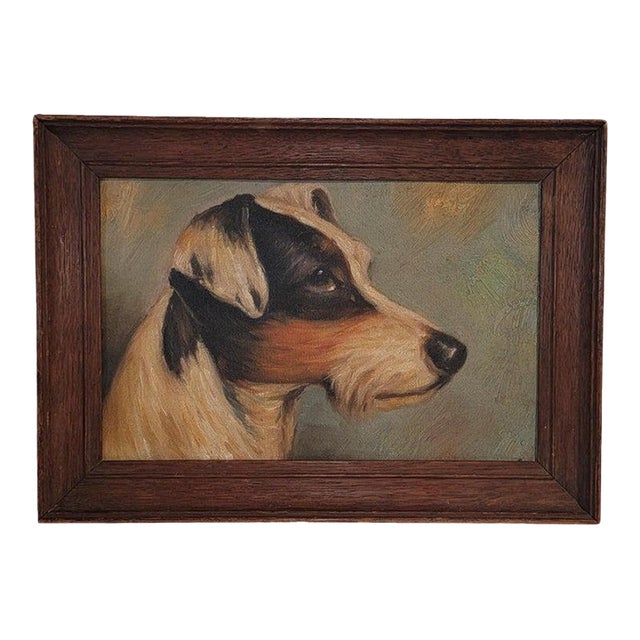 1950s Jack Russell Terrier Oil Painting For Sale