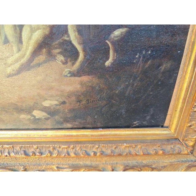 Gold The Rabbit Duel Anthropomorphic Animal, 19th Century, Oil on Panel For Sale - Image 8 of 11