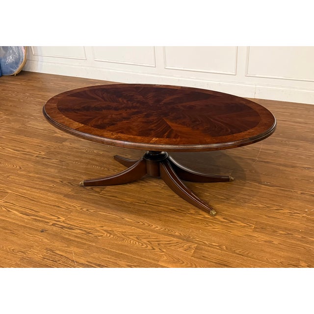 2020s Traditional Oval Mahogany Cocktail Table by Leighton Hall - Showroom Sample For Sale - Image 5 of 14