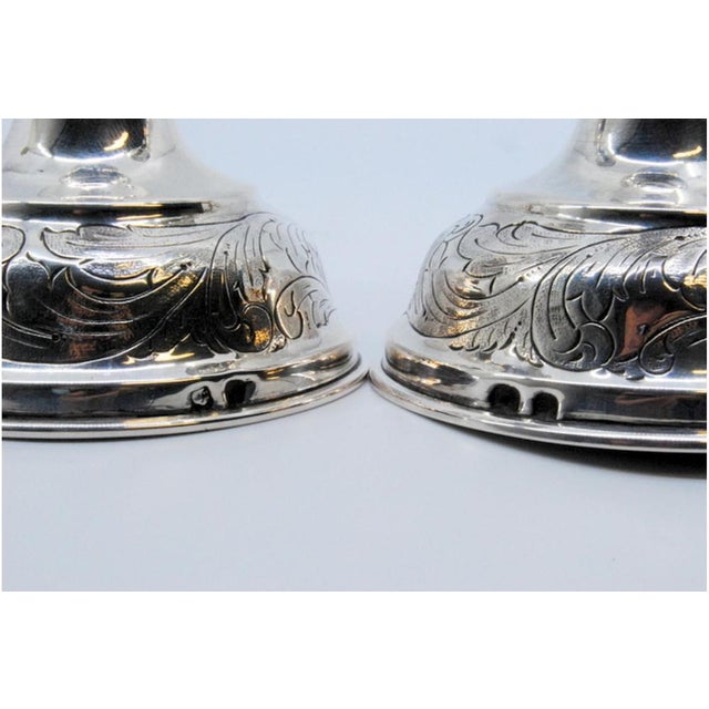 Silver Candlesticks with Floral Motifs, Set of 2 For Sale - Image 10 of 11