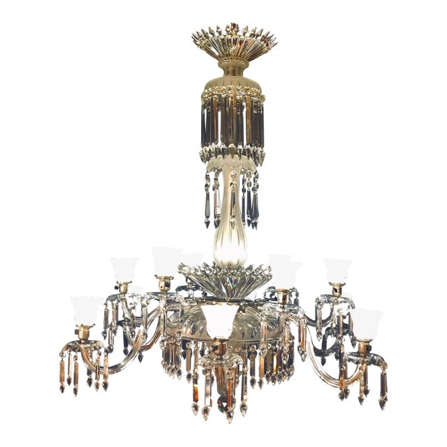 Victorian 19th Century Crystal & Lalique Style Cornelius & Baker Chandelier For Sale