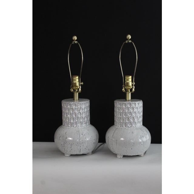 Alabaster Mid 20th Century Albert Tormos Influence Ceramic Lamps For Sale - Image 8 of 14