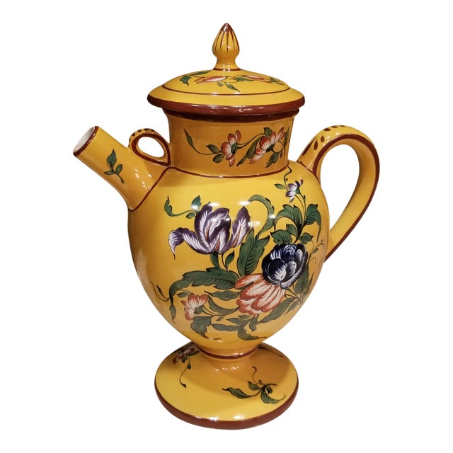 Vintage French Faience Wine Jug For Sale