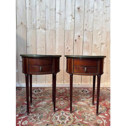 Louis XVI Style Oval Bedside Tables, Set of 2 For Sale - Image 10 of 10
