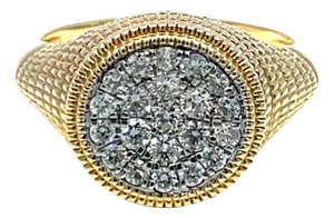 18k Yellow Gold Diamond Cluster Ring, Size 6.75
