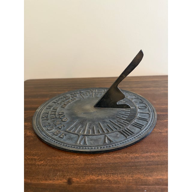 Vintage English Country Iron Garden Sundial "Grow Old Along With Me" For Sale - Image 4 of 7