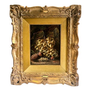 Late Victorian Still-Life Painting of Grapes and Plums, by Oliver Clare For Sale