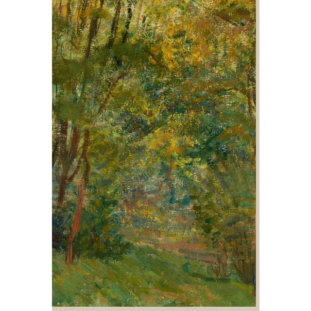 Paper Vintage Autumn Forest Art Print – Green & Gold Woodland by Libin, 30" X 40" For Sale - Image 7 of 8