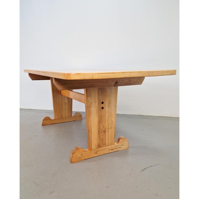 Wood Vintage Danish Dining Room Trestle Table in Elm, 1960 For Sale - Image 7 of 9