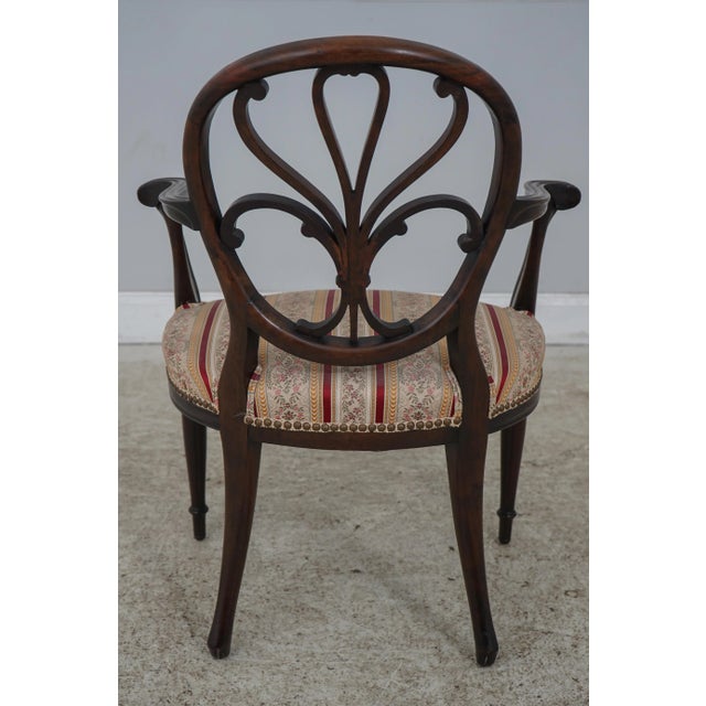 Antique Adam Style Solid Mahogany Armchair For Sale - Image 4 of 13