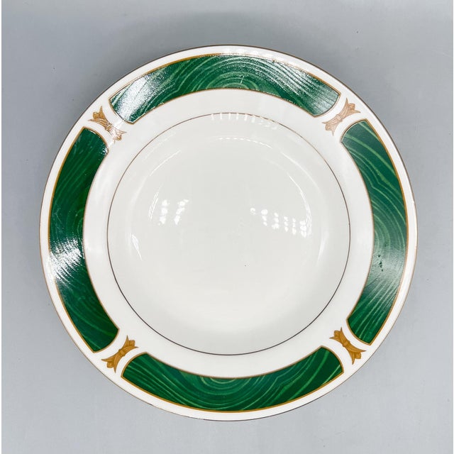 Ceramic Set of 4 Majesty Fine China "Malachite" Rim Soup Bowls – Hollywood Regency / Neoclassical For Sale - Image 7 of 14