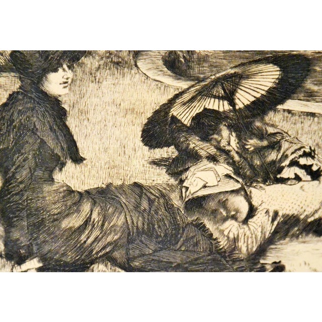 On the Grass - Original Etching and Drypoint by J. Tissot - 1880 1880 For Sale - Image 3 of 5
