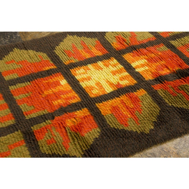 Mid-Century Modern Vintage Swedish Rya Wool Rug in Grid Design by Rug & Kilim, 1950-1959 For Sale - Image 3 of 9